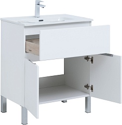 Aquanet Тумба под раковину Алвита New 70 1 ящик 2 дверцы белая матовая – фотография-6